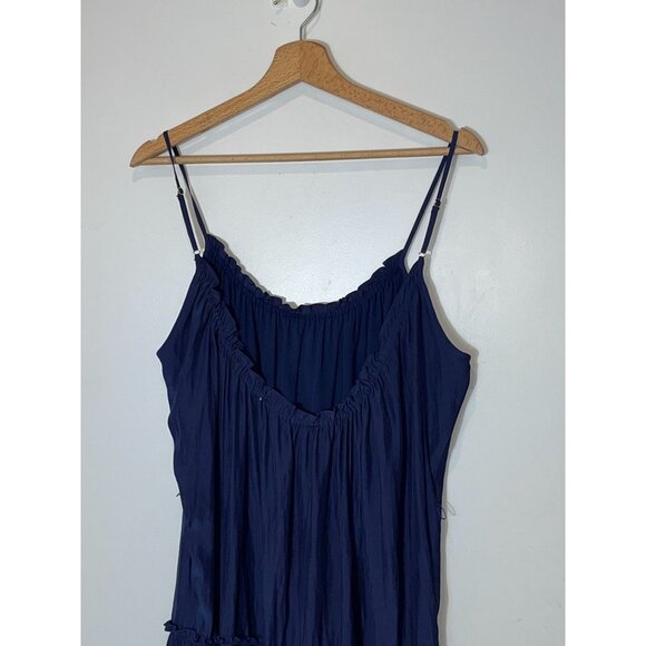 RAMMY BROOK Silk Navy Blue Sleeveless Ruffle Hem Mini Dress Women Medium - Picture 5 of 9